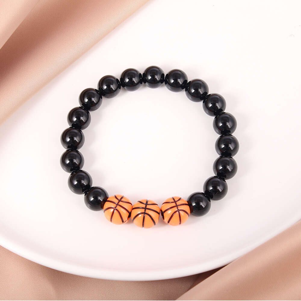 Imitation Obsidian Basketball Bracelet