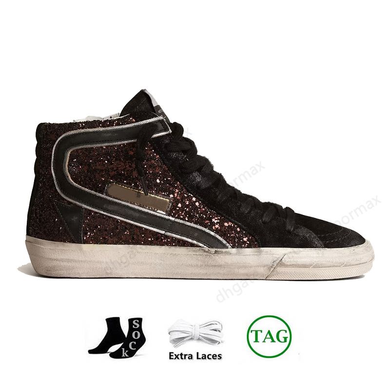 IT39 brown glitter with black leather st