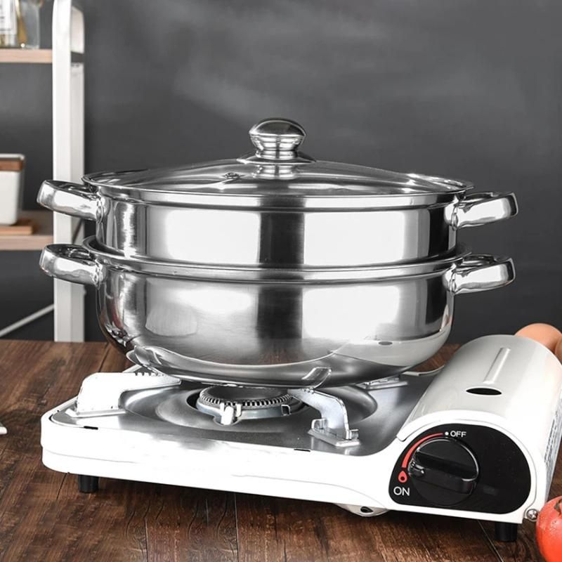 28CM Steamer Pot Stainless Steel Two Layer Induction Cooker