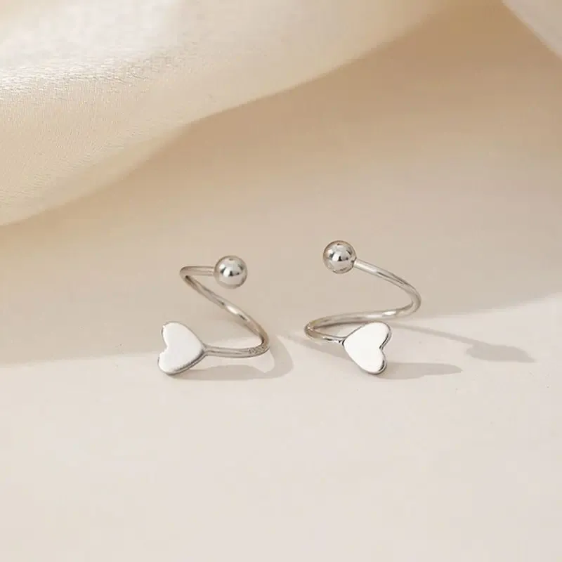 2PCS-Heart Silver