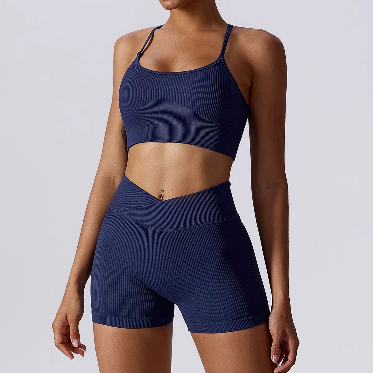 blue vest short set