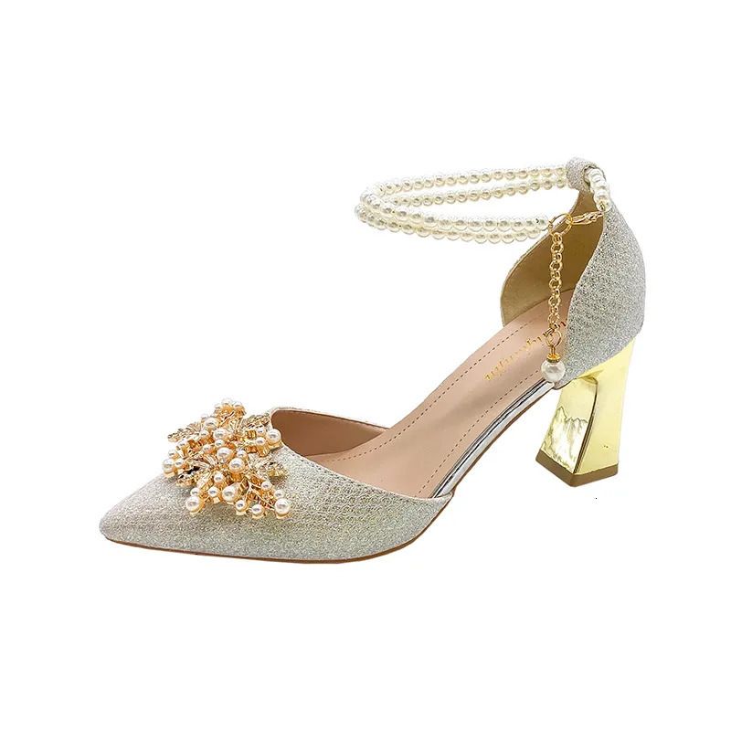 chunky heel gold-7cm