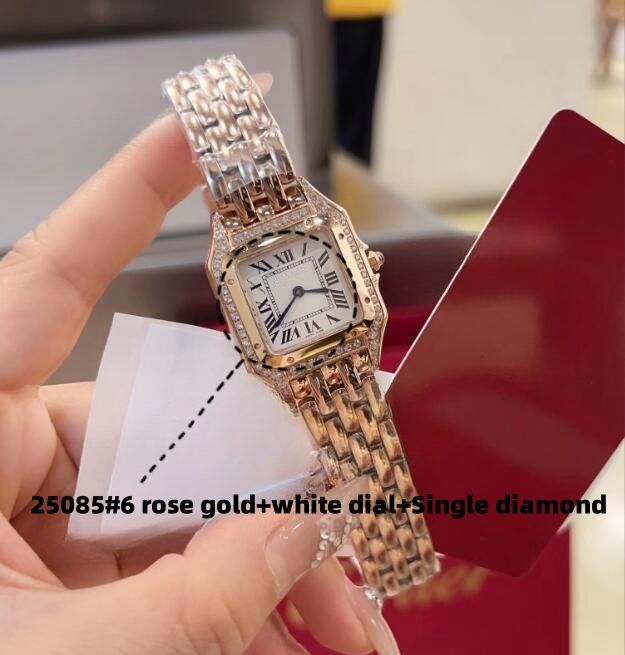 25085#6 Rose Gold+Dial White+Single Di12