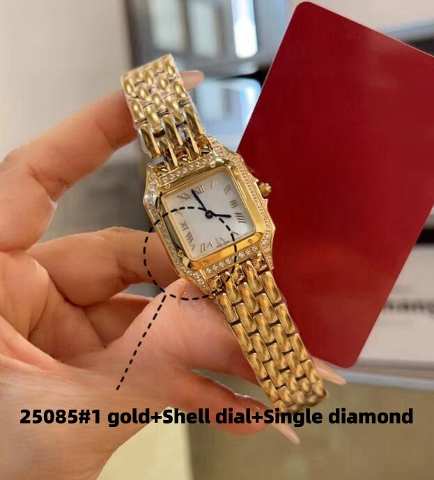 25085#1 Gold+Shell Dial+Single Diamond