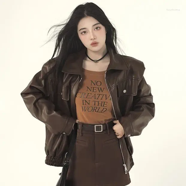 Brown leather coat
