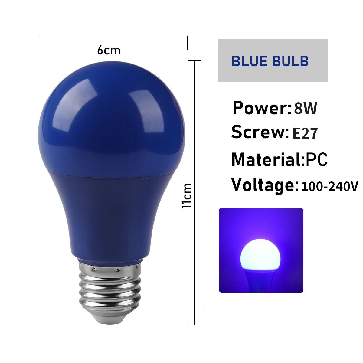 E27 Blue-4pcs-No-8 w