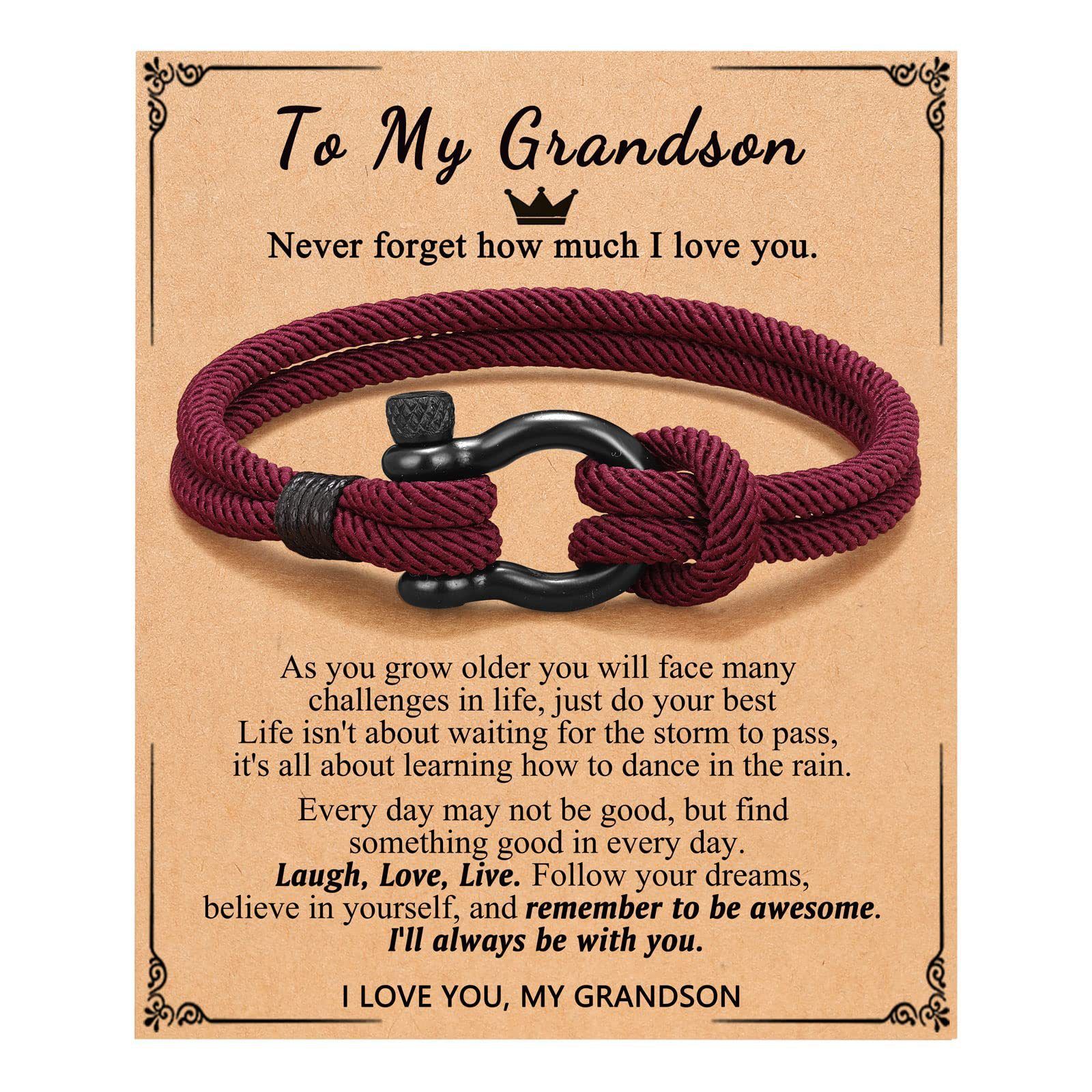 Wine Red+To My Grandson Card