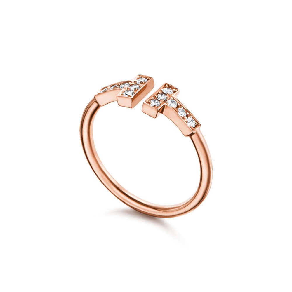 Diamond Studded Double t Rose Gold