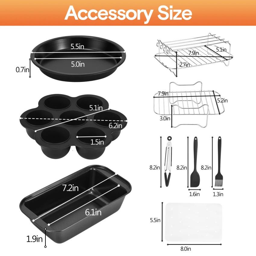 8pcs For Ninja Foodi Silicone Tray Double Basket Oven Pan Liner Double  Accessories