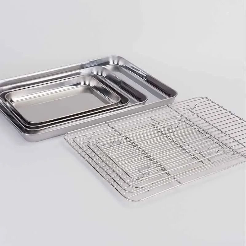 10.5 Inch Toaster Oven Pan and Rack Set, 2 Pieces Stainless Steel Baking  Pan Oven Trays with Cooling Rack, Non Toxic & Dishwasher Safe, 1 Pan + 1  Rack 