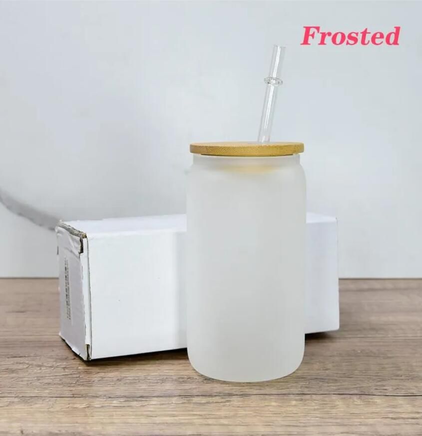 frosted with lid and straws