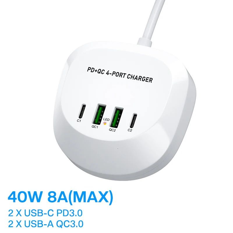 Prise QC Pd-EU 40 W 4 ports