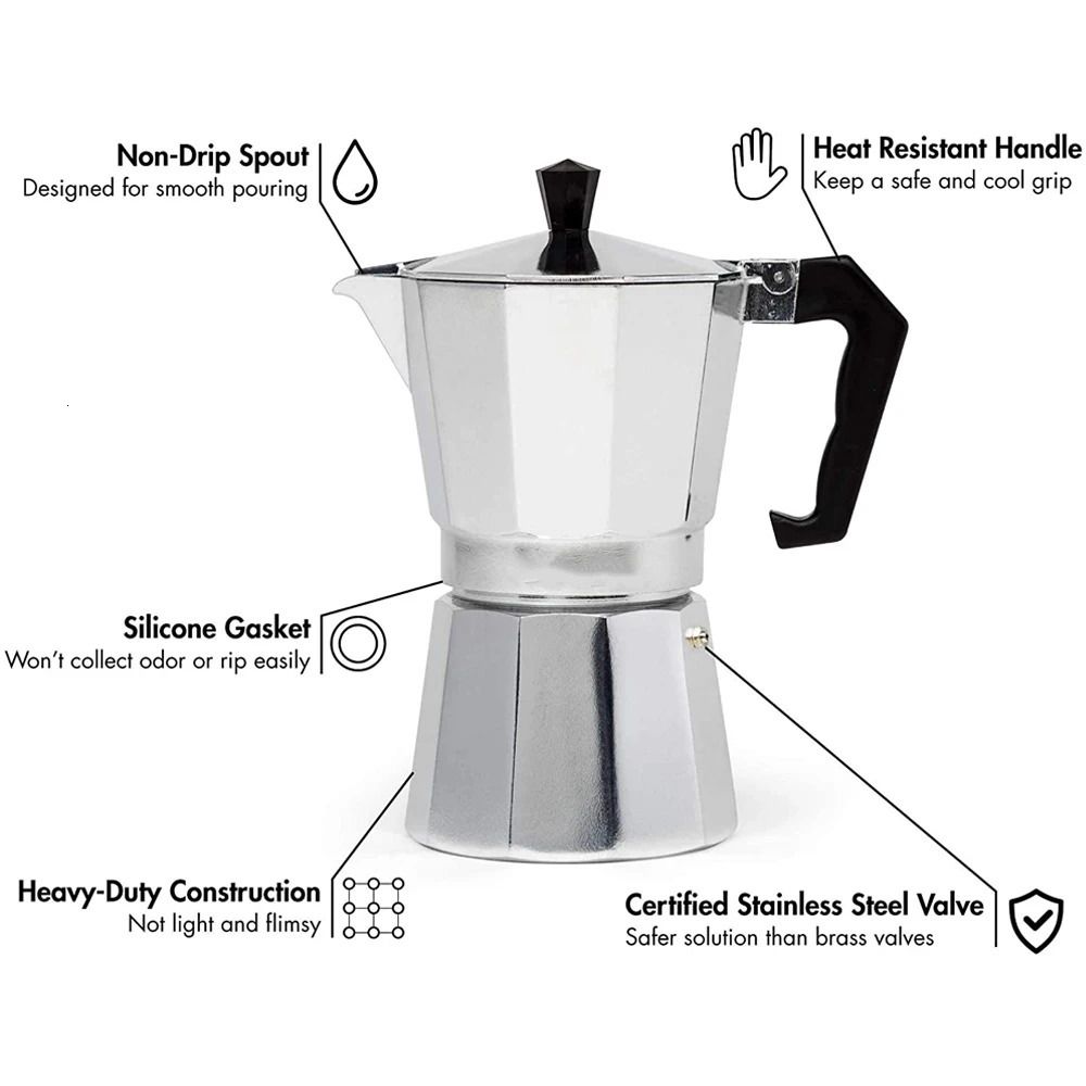 Italian Coffe Machine Moka Pot Used With Stainless Steel Filter