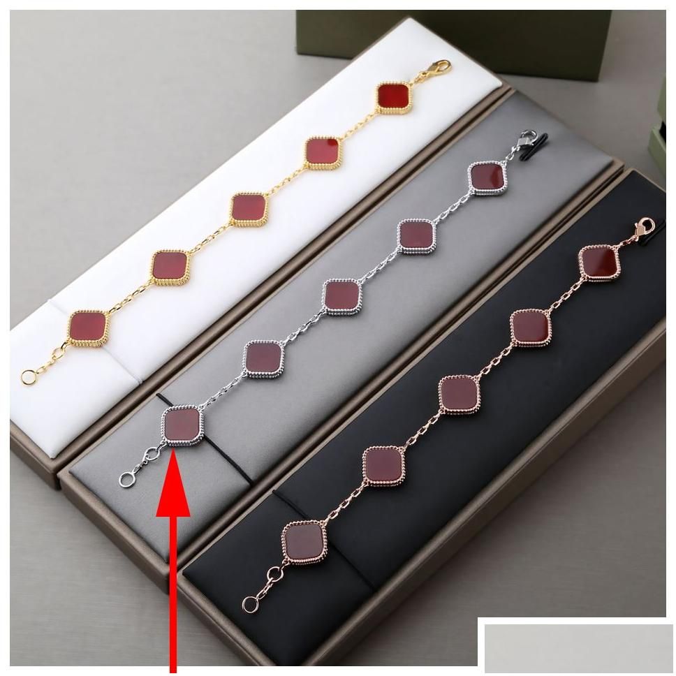 Silver Red Clover Bracelets