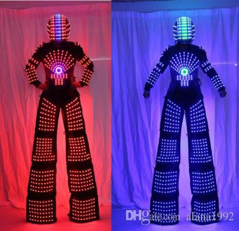 Full Color Smart Pixels LED Robot Suit Costume Clothes Stilts