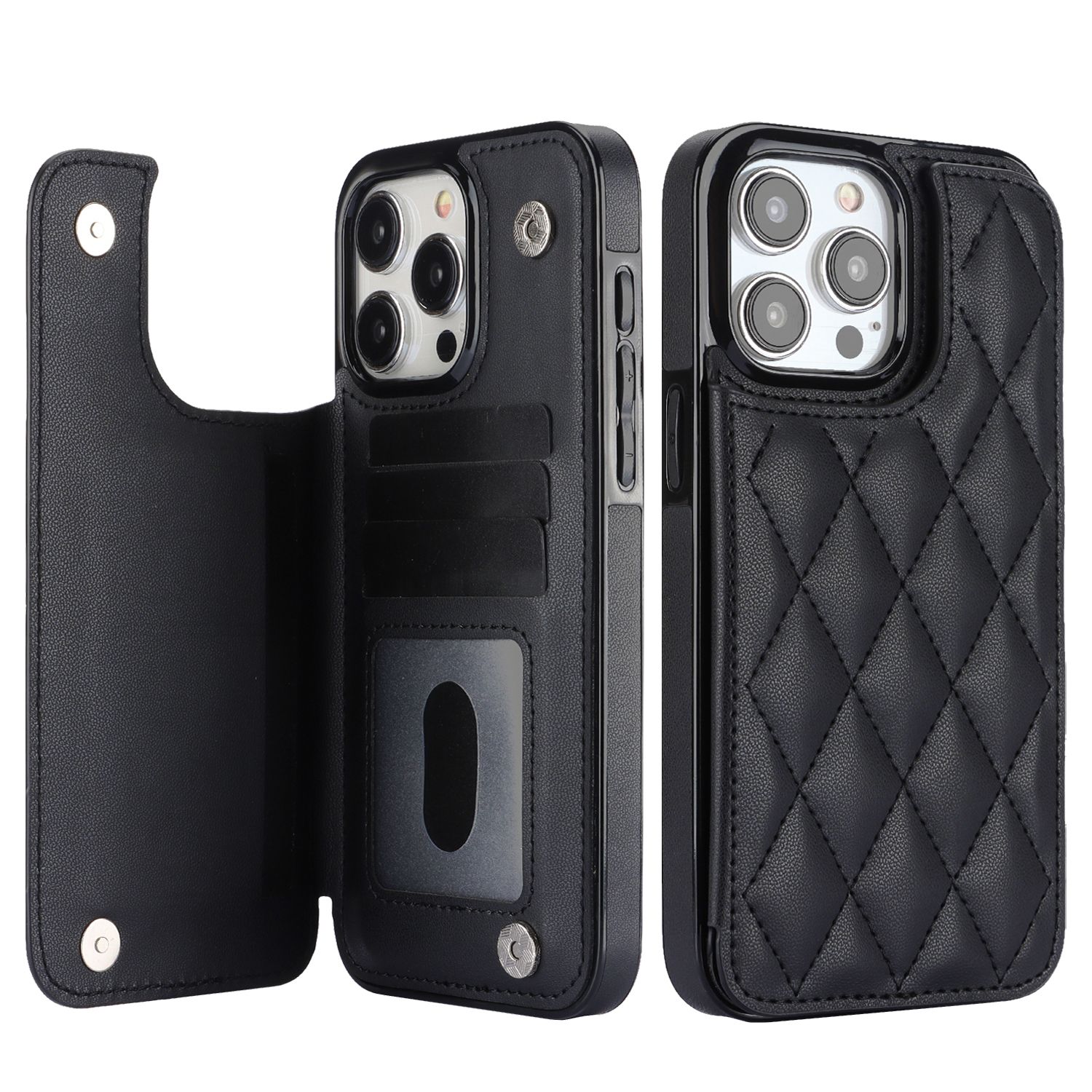 Étui Portefeuille En Cuir Synthétique Pour IPhone 11 à 16 - Avec Poche Carte Et Kickstand - Neuf
