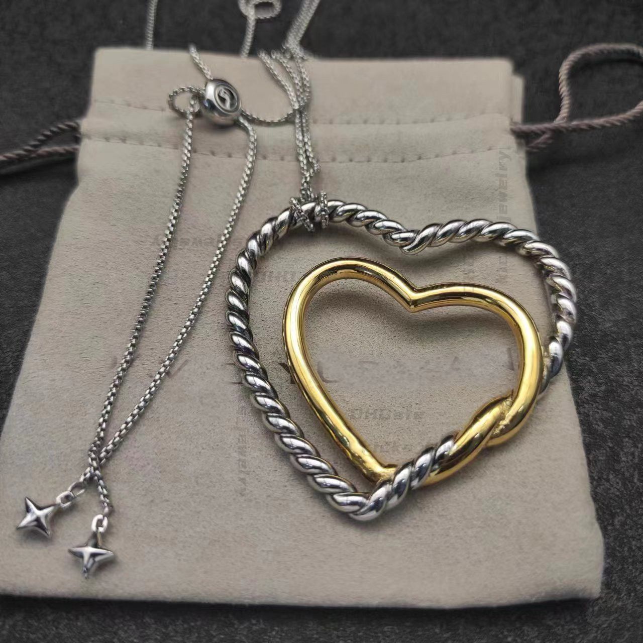 073 38mm Double Heart (silver Or Gold)
