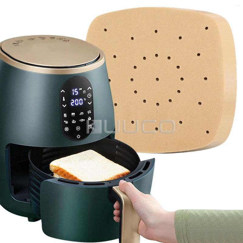 200 Pack 9 Inch Air Fryer Liners Square Baking Perforated