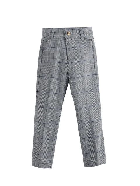 navy plaid pants