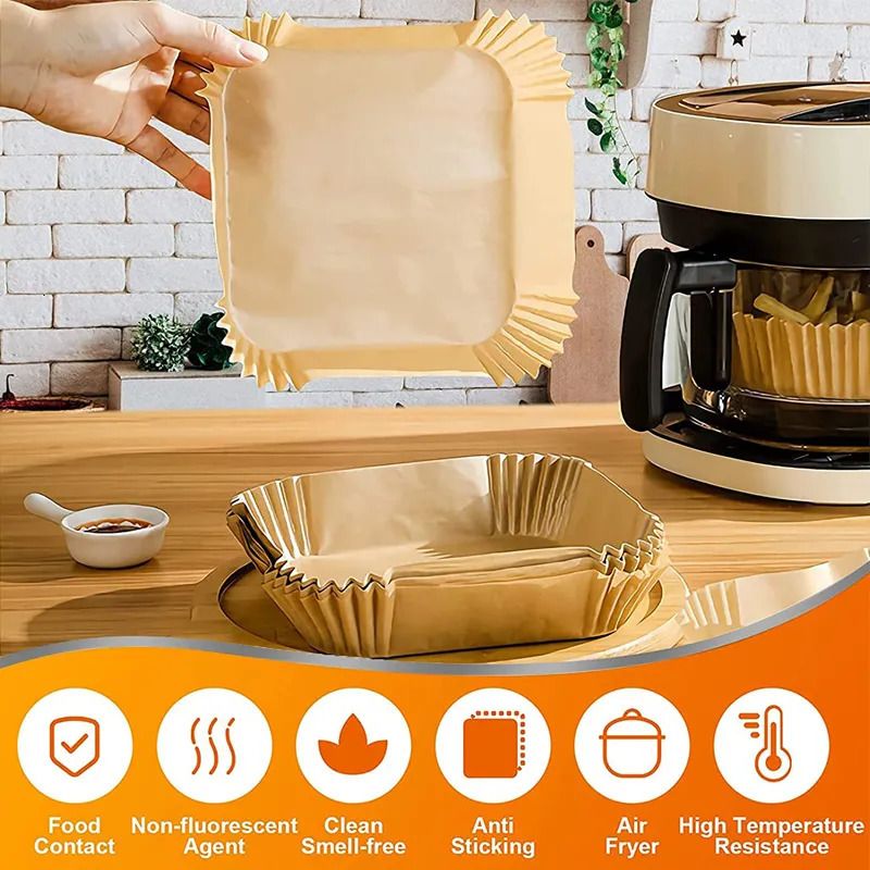 50/100pcs Air Fryer Disposable Paper Liner Steamer Round Baking