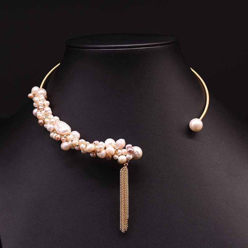 Collana con nappe di perle naturali - 【 Caldo