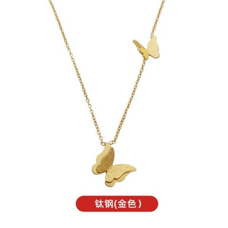 【 H6009 】 Butterfly Necklace Gold