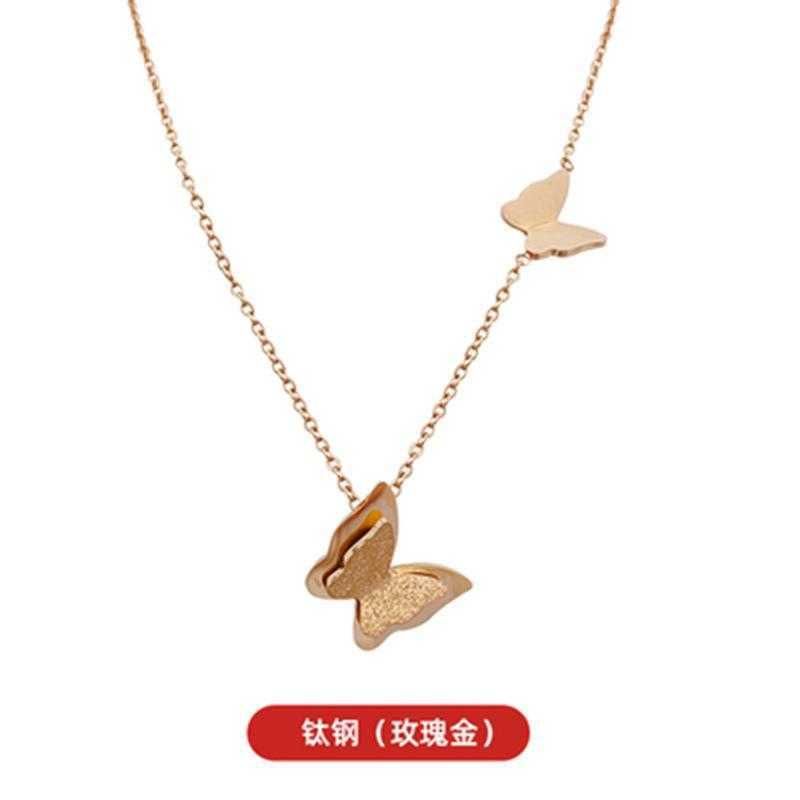 【 H25 】 Butterfly Necklace Rose Gold