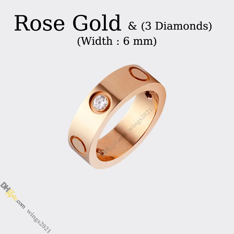 Różowe złoto (6 mm) -3 diamenty