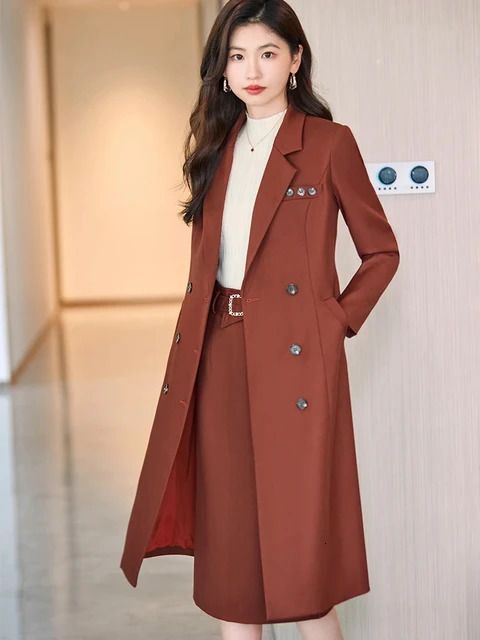 brown skirt suit