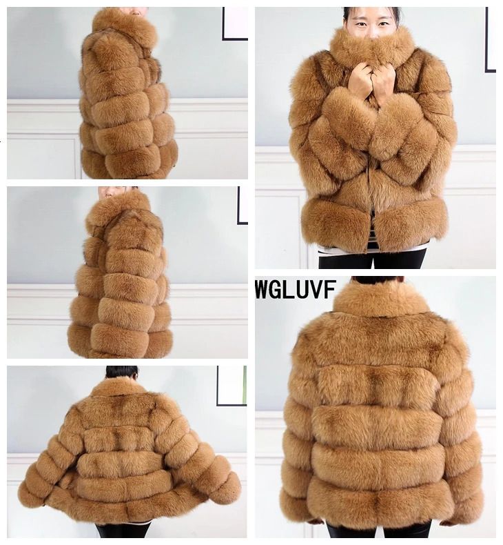 camel fox fur coat