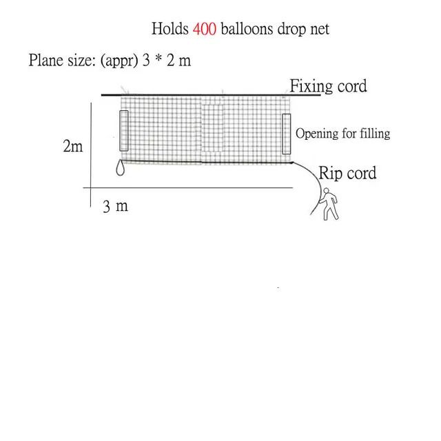 Holds 400 Balloons-Long Drop Net