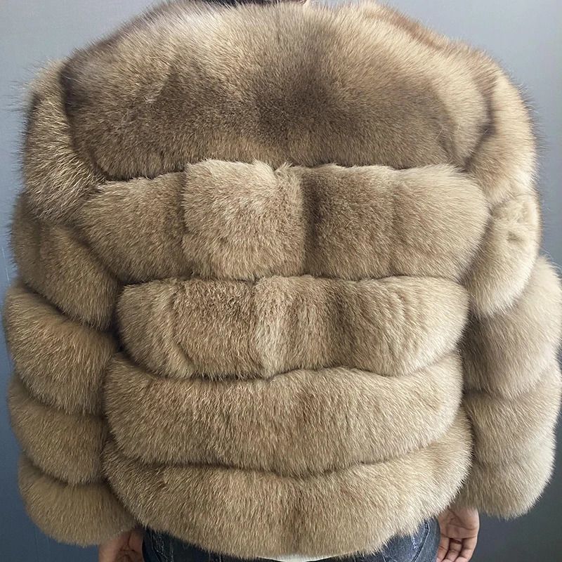 mocha fox fur coat