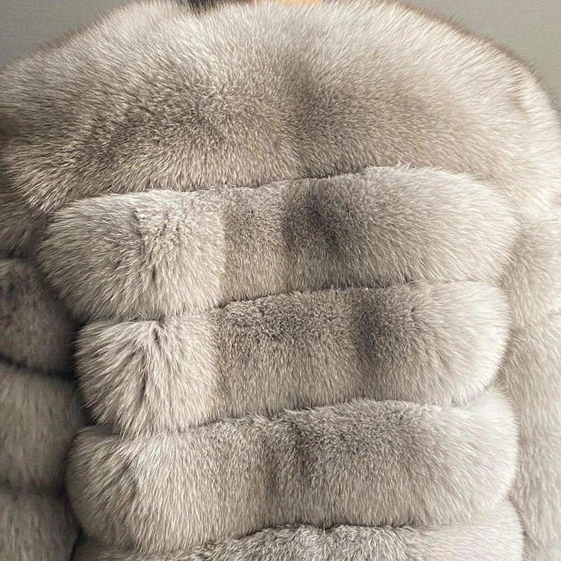light grey fur coat