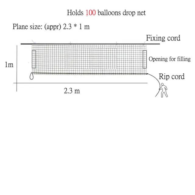 Holds 100 Balloons-Long Drop Net