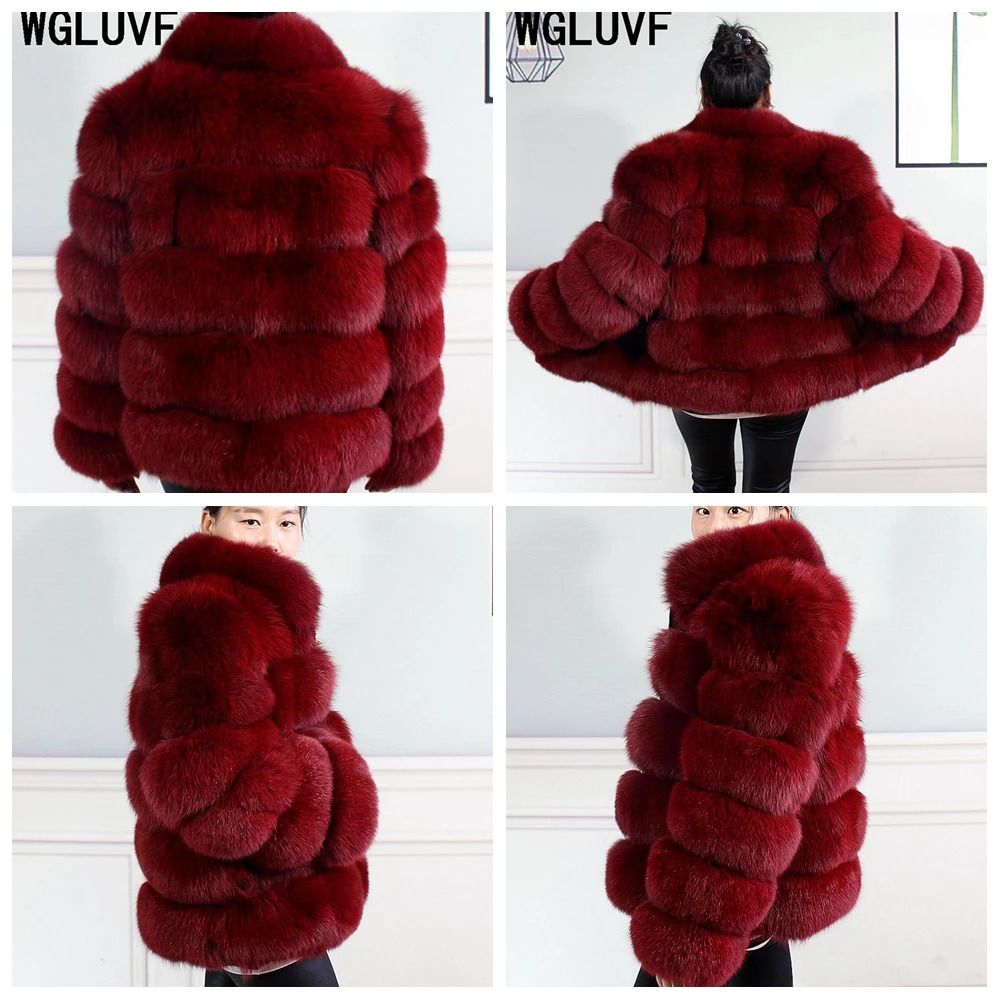 burgundy fur coat