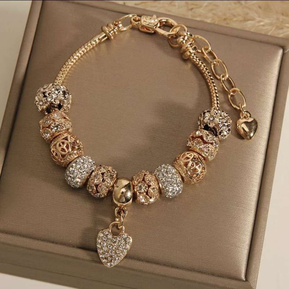 Golden Peach Heart Rhinestone