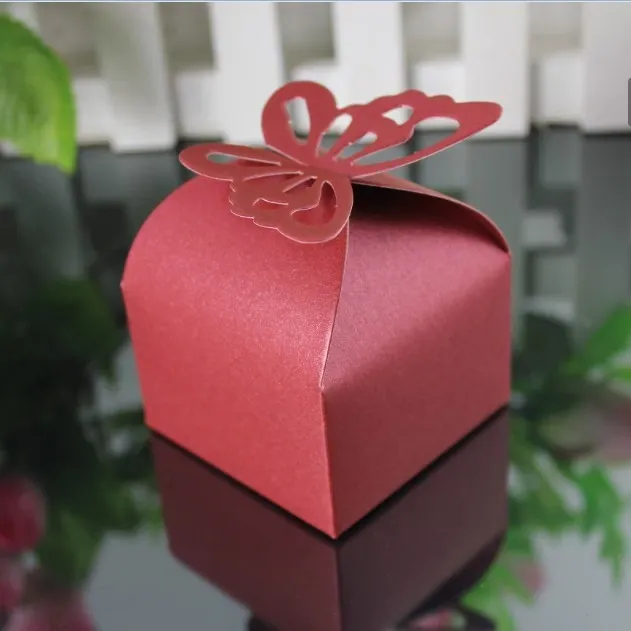 6x6x6cm 20pcs Red Butterfly Box