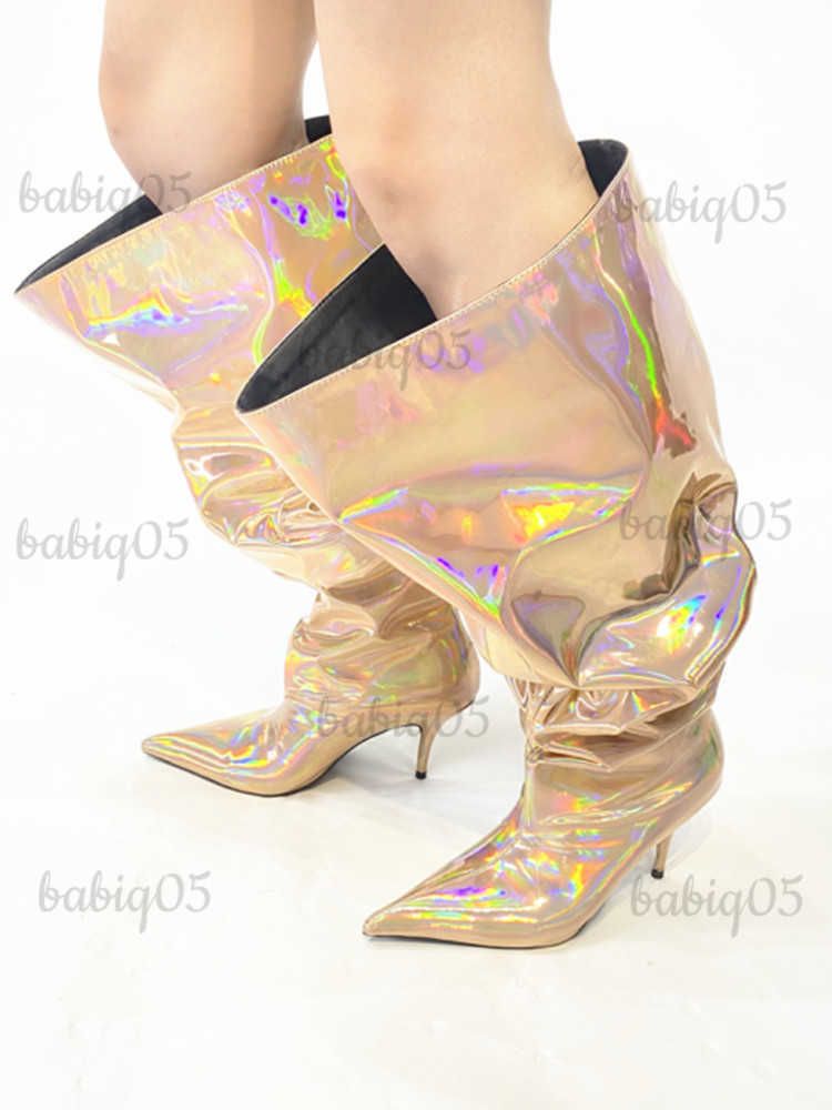 champagne thigh boot