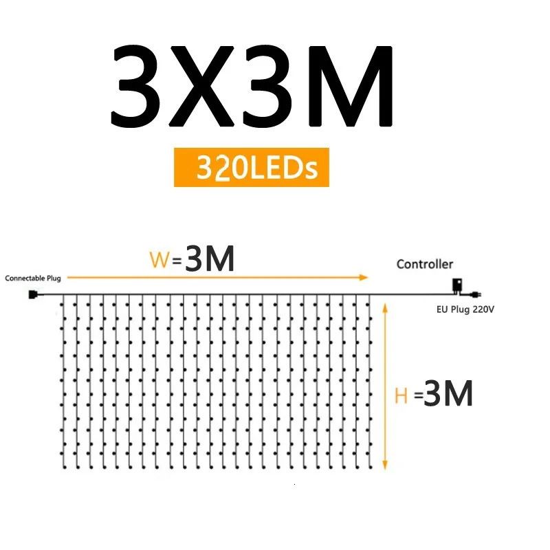 3x3M 320ED-10V USプラグウォームライト