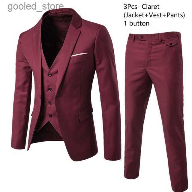 claret 3-piece suit