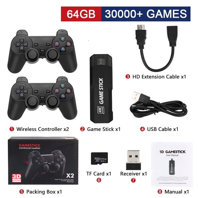 Mini PS1 Vídeo Game Retro 93 Mil jogos 2 Controles sem fio 64GB 1000 Jogos  PS1