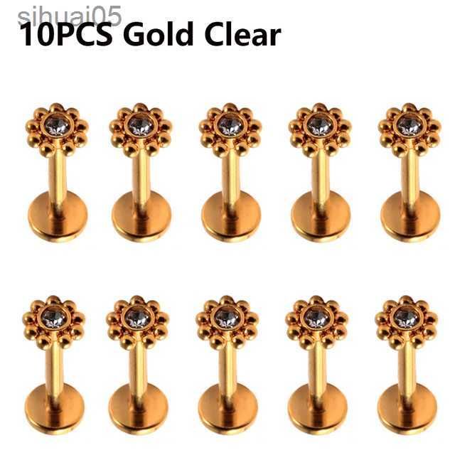 10pcs Gold Flower-1.2x8mm