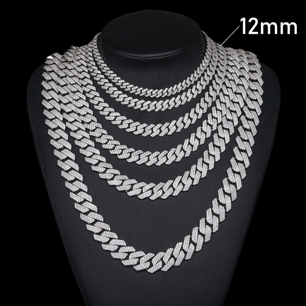 12mm 2 Row-white Gold-22 Inches