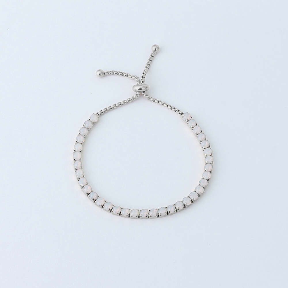 Acier (pierre d'opale blanche)-bracelet de tennis