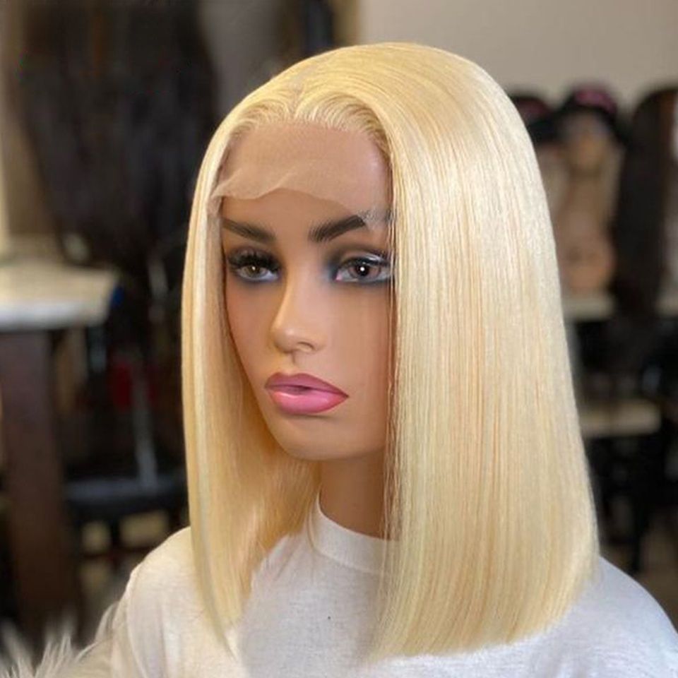 Brazilian Straight Human Hair Wig Ombre Blonde Short Bob Wigs detail view 5