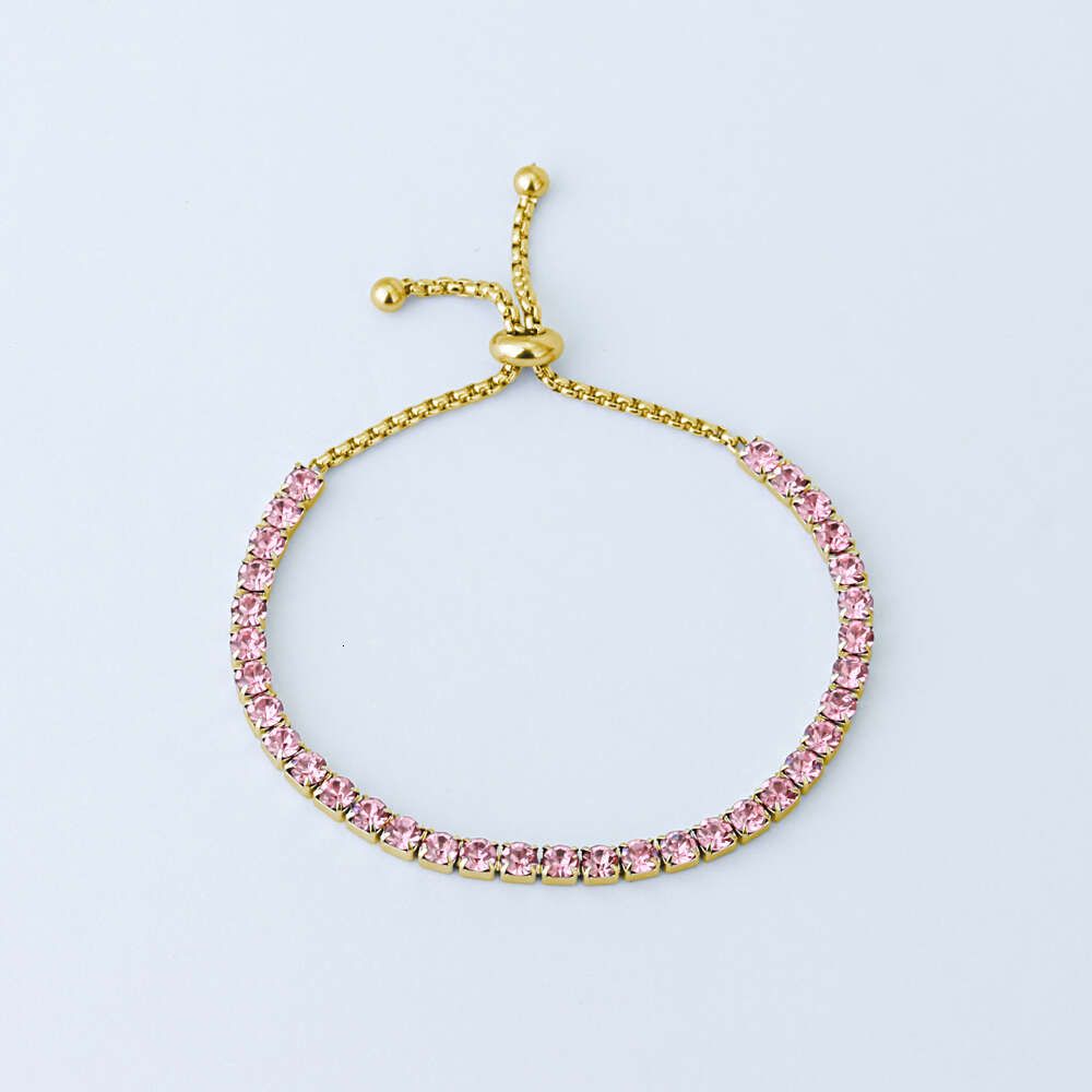 Or (pierre rose claire)-Bracelet Tennis