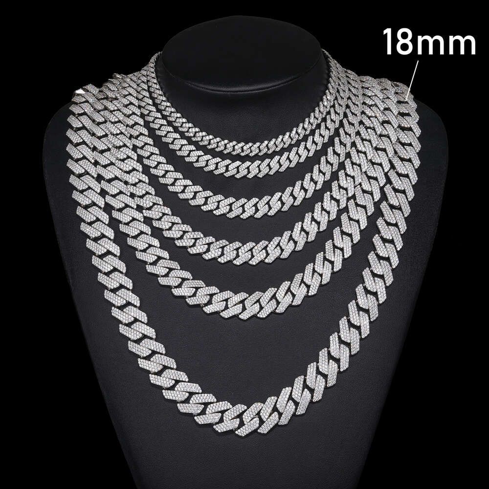 18mm 3 Row-white Gold-9inches