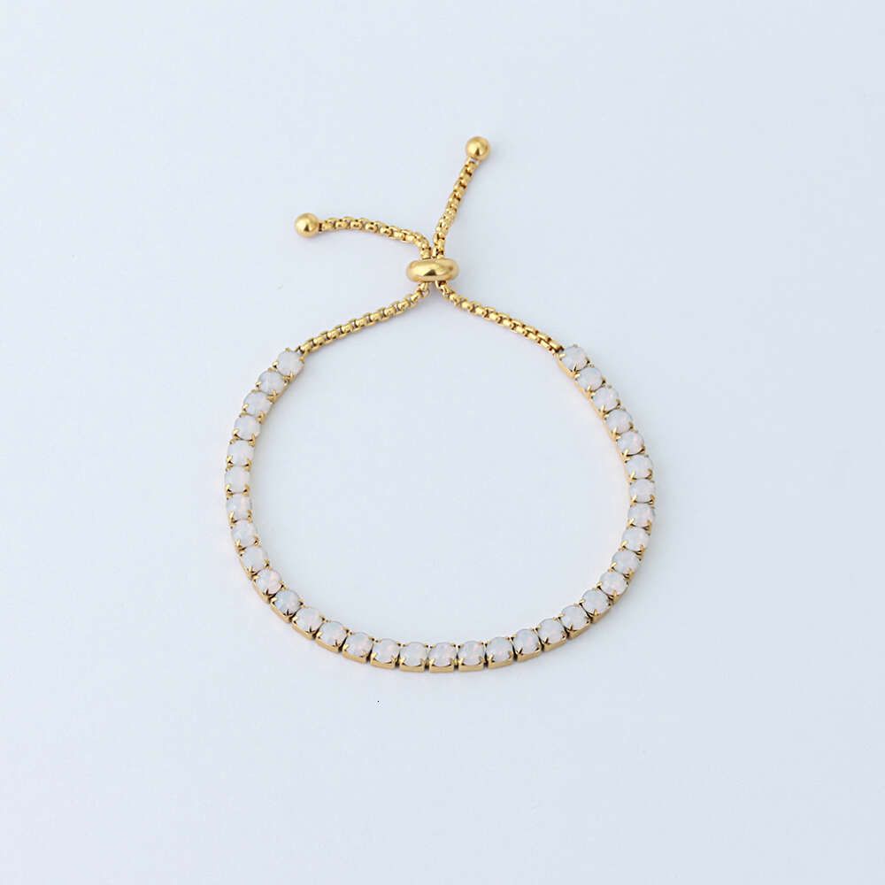 Or (pierre d'opale blanche)-Bracelet de tennis