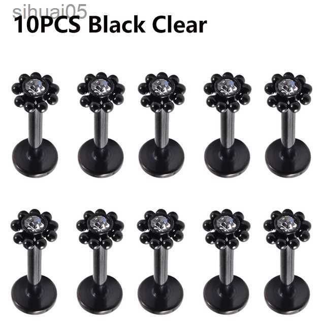 10pcs Black Flower-1.2x8mm