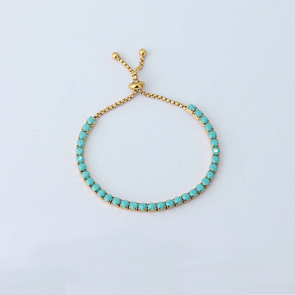 Or (pierre turquoise)-Bracelet Tennis-